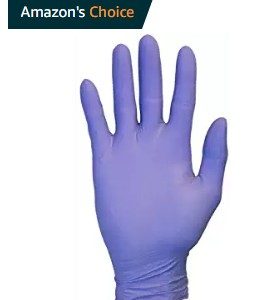 surgical gloves on right hand